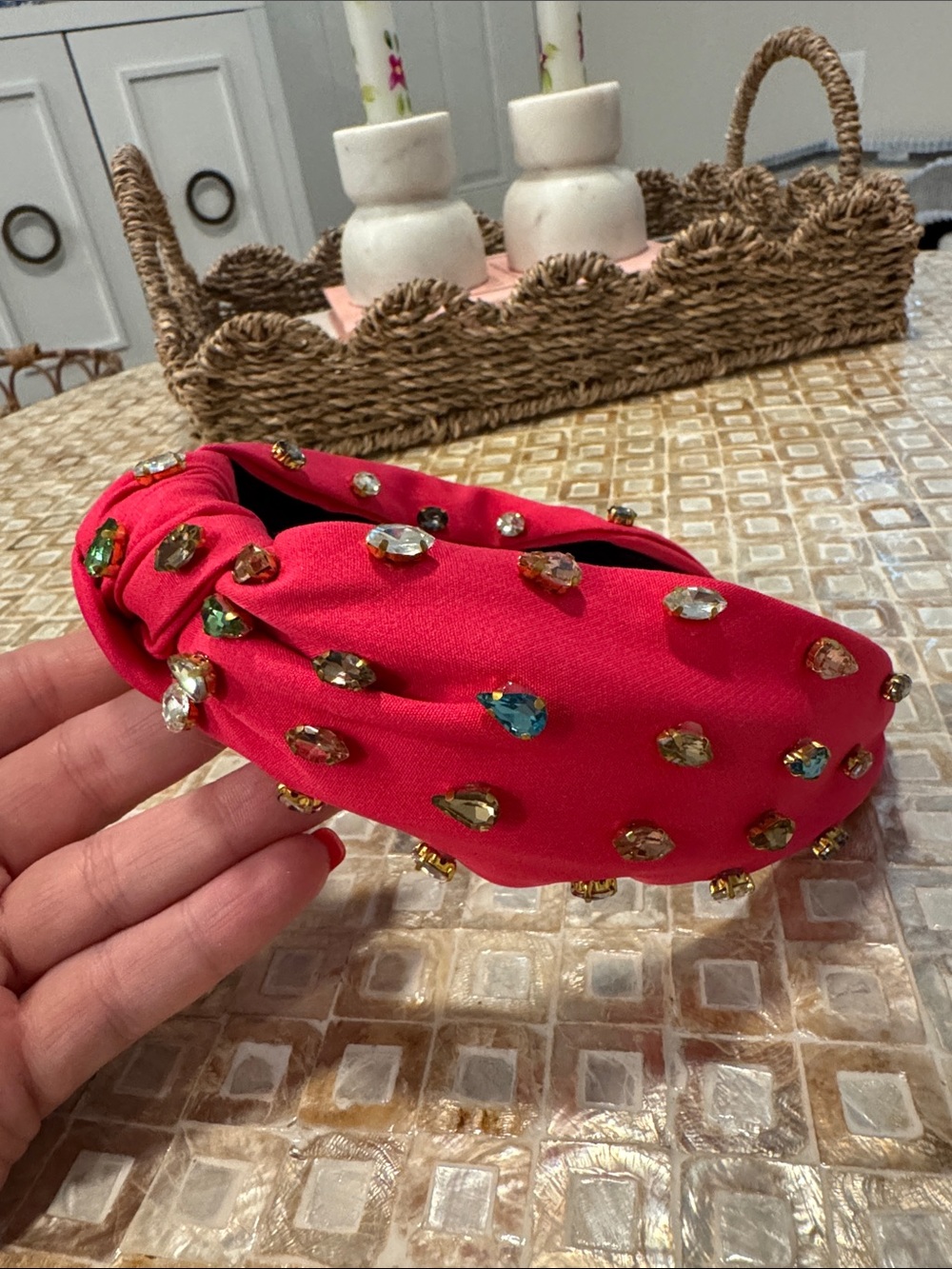 Embellished Pink Crystal Knot Headband